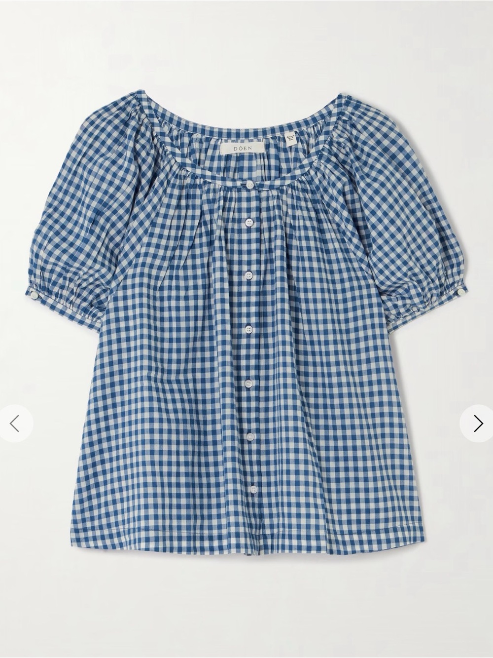 Doen Blue & White Gingham June Blouse